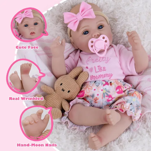 Miniatura 6 de Milidool Muñecas bebé realistas renacidas para niñas - Muñeca de recién nacida realista de 18 pulgadas, lindo regalo para niños de 3 años