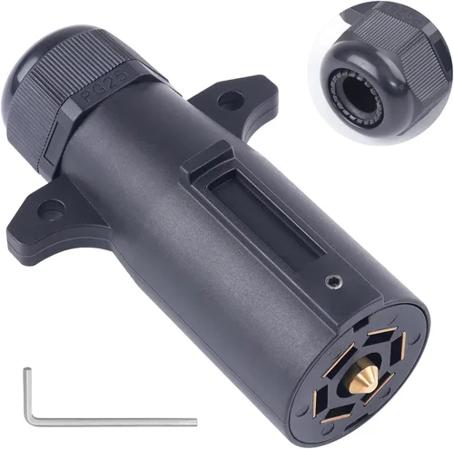Miniatura 11 de CheeMuii 2 PCS Enchufe de remolque de 7 pines con sello impermeable, resistente, 7 vías redondas, estilo RV, conector de remolque de 7 puntos