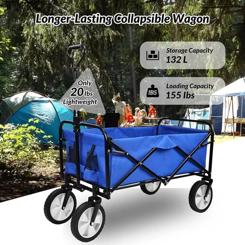 Miniatura 2 de Elevon Marco de acero resistente plegable de 150 libras de capacidad para acampar al aire libre, jardín, carro utilitario para patio, color azul