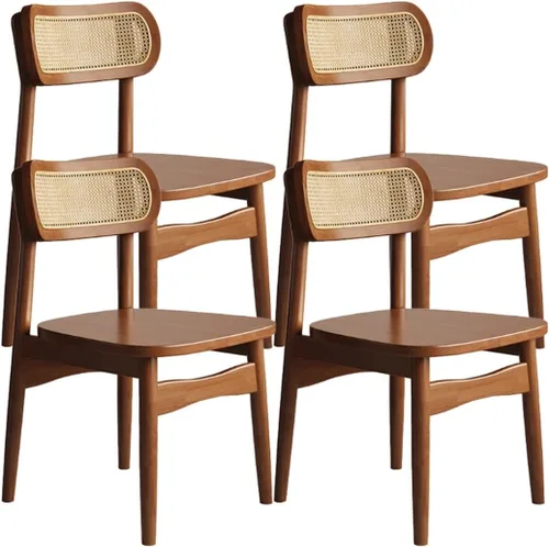 Miniatura 9 de YVYKFZD Solid Wood Dining Chairs Set, Armless Kitchen Chairs, Dining Room Chair with Rattan Backrest, Comfy Side Chair, for Living Room, Bedroom