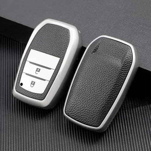 Miniatura 7 de DOUKI Leather TPU Car Key Cover Case Holder, for Toyota RAV4 Crown Hilux Fortuner Innova Camry Land Cruiser Prado Yaris Corolla 55 50
