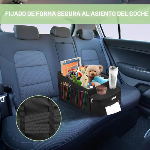 Miniatura 5 de FUNNy elf Organizador de asiento de pasajero, almacenamiento plegable para automóvil con particiones y 4 portavasos para asiento delantero o trasero