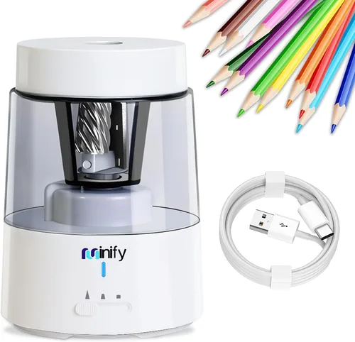 Miniatura 9 de Sacapuntas eléctrico, sacapuntas de lápiz, hoja resistente recargable con batería, sacapuntas para lápices de colores de 6-8 mm, parada automática