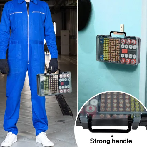 Miniatura 9 de Estuche Organizador y de Almacenamiento de Baterías con Probador. Caja Contenedor Portabaterias para más de 120 pilas AA AAA 9V C D, Litio CR2025
