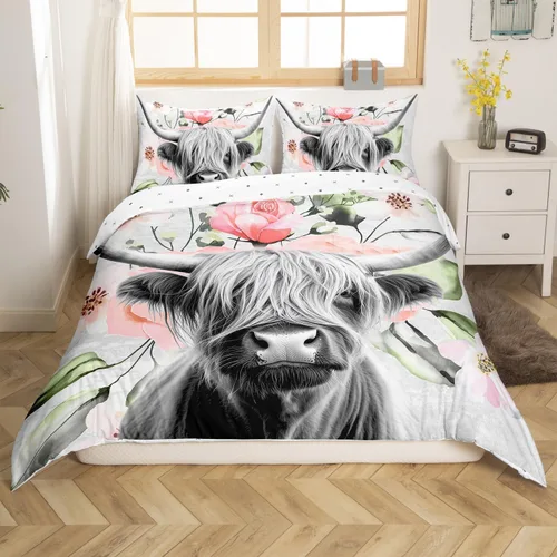 Miniatura 24 de Erosebridal Juego de ropa de cama de pingüinos, funda de edredón de animales antárticos para niños y niñas, funda de edredón estilo caricatura