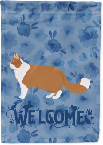 Miniatura 227 de Caroline's Treasures CK4813CHF - Bandera de bienvenida con gato abisinio azul, manga grande, para porche, para colgar en la pared, poliéster