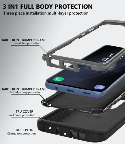 Miniatura 3 de Funda protectora resistente para Samsung Galaxy S9, a prueba de golpes, resistente a las caídas, Galaxy S9 Csae, 5.8 pulgadas (negro/gris)