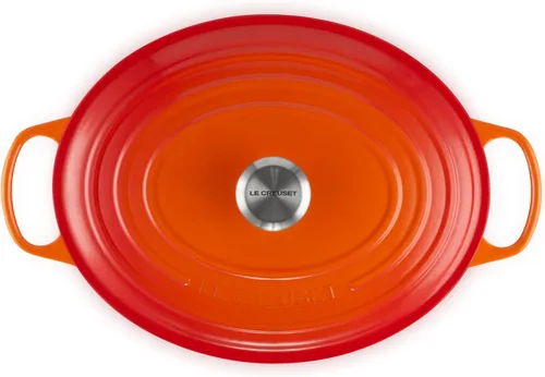 Miniatura 2 de Le Creuset Horno holandés ovalado Signature de hierro fundido esmaltado, 8 cuartos de galón., Llama