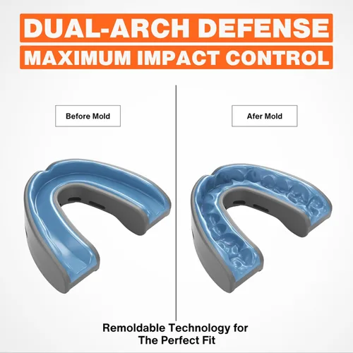 Miniatura 4 de Shock Doctor Protector bucal doble nano, protege los dientes superiores e inferiores, disponibles para jóvenes y adultos Carbono