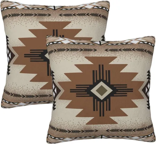 Miniatura 17 de Juego de 2 fundas de almohada de estilo étnico vintage, estampado geométrico azteca, étnico, tribal, para dormitorio, sala de estar, sofá