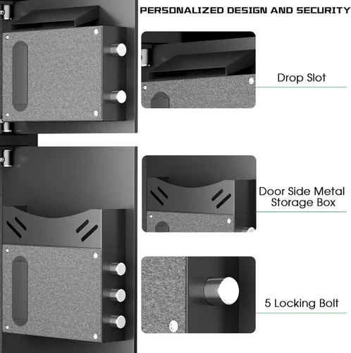 Miniatura 8 de 2025 NUEVA caja fuerte grande para el hogar a prueba de fuego e impermeable, caja de seguridad de 6.0 pies cúbicos con ranura de caída y caja