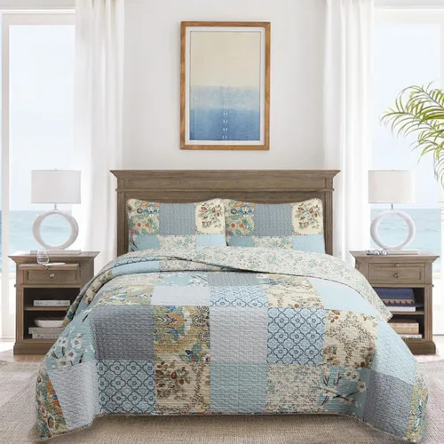 Miniatura 20 de Cozy Line Home Fashions Lelia Rosa Pink Floración Floral Vintage Amarillo Juego de Ropa de Cama Edredón Reversible 100% Algodón, Colcha Cubrecama