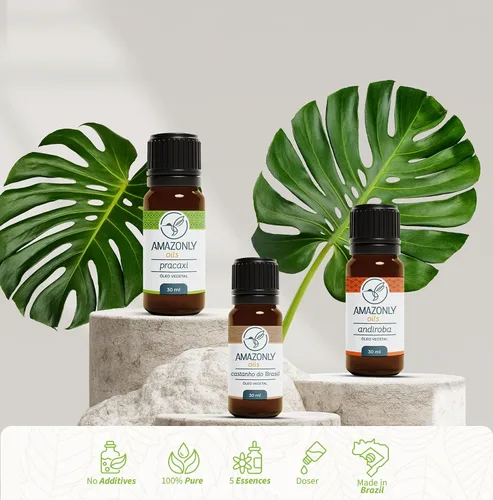 Miniatura 6 de AMAZONLY Botanic Bliss Collection - Aceite vegetal amazónico de nuez de Brasil, Andiroba y Pracaxi para cabello y piel, paquete de 3