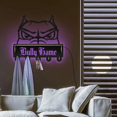 Miniatura 6 de The Geeky Days Peeking American Bully Head - Estante organizador de llaves con 5 ganchos, moderno organizador de entrada que brilla en la oscuridad