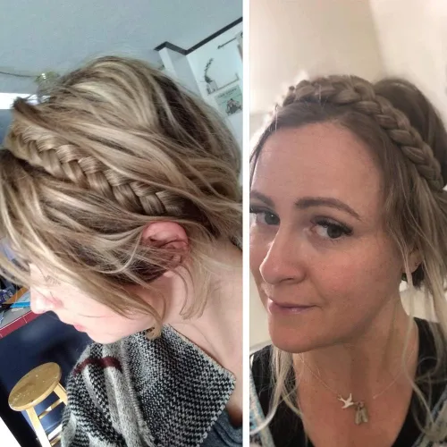 Miniatura 5 de Diadema clásica de cabello sintético trenzado, trenzas gruesas y anchas, extensión de cabello con elástico para mujeres y niñas, accesorio