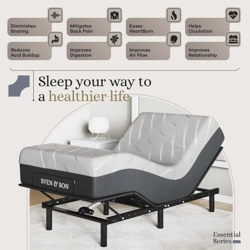 Miniatura 3 de Sven & Son Essential - Base de cama ajustable tamaño twin XL + colchón de espuma viscoelástica de gel frío de 10 pulgadas, inalámbrica, fácil