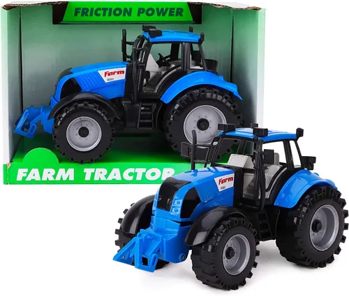 Toyland Tractor agrícola accionado por fricción con sombrero de apertura, disponible en rosa, azul, rojo y verde (azul)