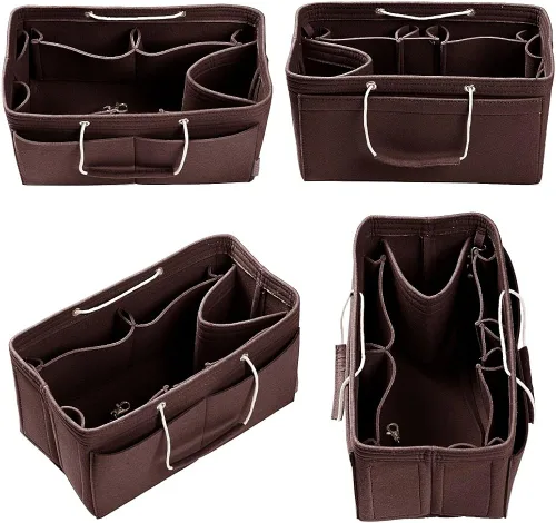 Miniatura 3 de Organizador de bolso, organizador de bolsos de fieltro con múltiples bolsillos, inserto organizador de bolsos con asas, mediano, grande, XL, Gris