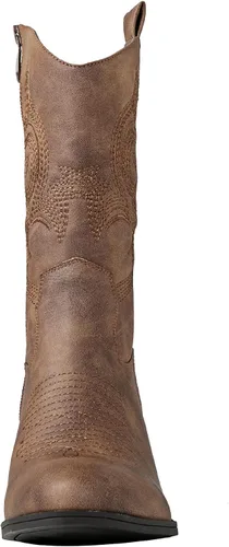 Miniatura 4 de GLOBALWIN Women's Mid Calf The Western Cowgirl Boots Fashion Cowboy Boots For Women Chunky Low Heel
