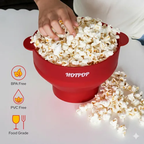 Miniatura 6 de El HotPop Original - Fabricante de Palomitas de Silicona - Palomitas de Microondas - Cuenco Plegable, Resistente al Calor, Fácil de Limpiar, Ideal