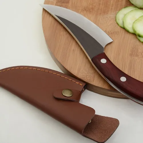 Miniatura 5 de Lifespace Cuchillo de chef estilo vikingo con mango de madera y funda
