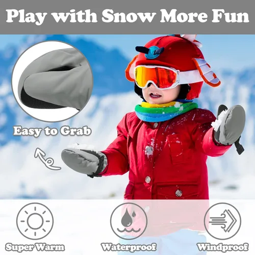 Miniatura 14 de Sarfel Guantes impermeables para niños pequeños, guantes de esquí, guantes de nieve, guantes para bebé, Thinsulate 1-7 años