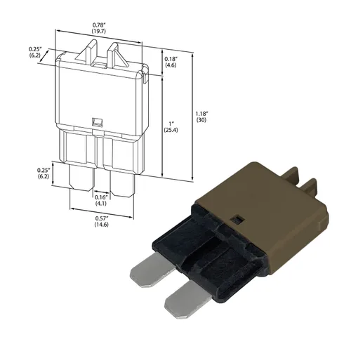 Miniatura 3 de Fusible de disyuntor ATC/ATO de reinicio manual de 7.5 amperios para automóvil, barco, automóvil, camión, RV, audio, protección de batería Perfil