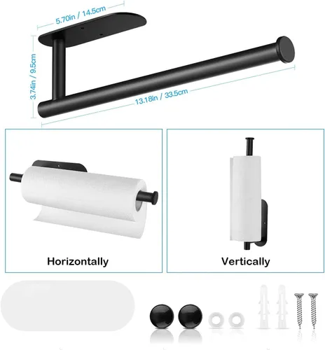 Miniatura 4 de Portarrollos de Papel para Cocina, Toallas de Papel a Granel - Autoadhesivos para Debajo del Gabinete, Ambos Disponibles en Adhesivo y Tornillos