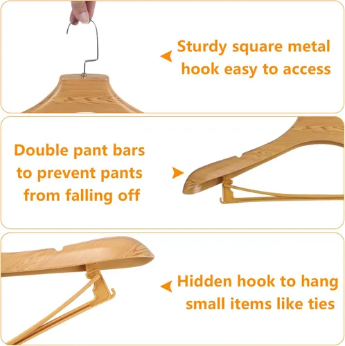Miniatura 3 de DEDU Perchas de traje para hombre, paquete de 20, ancho de 17.5", perchas de abrigo sin protuberancia en el hombro, antideslizantes para suéteres