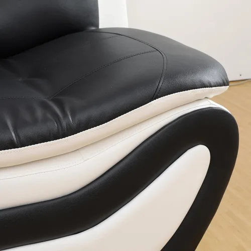 Miniatura 7 de Juego de muebles de sala de estar de 3 piezas, juego de sofá de piel sintética, juego de sofá blanco y negro para el hogar, apartamento, oficina