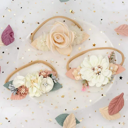 Miniatura 6 de Baby Floral con Diademas de Nylon para Niñas Recién Nacidas Ducha Foto (6 Colores)