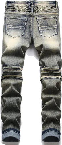 Miniatura 2 de AITITIA Jeans de corte recto lavado con cremallera para hombre