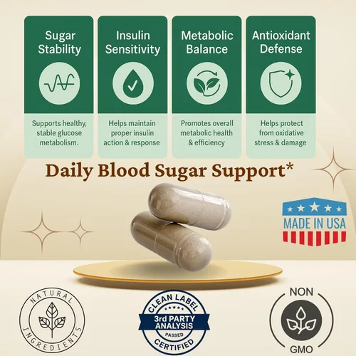 Miniatura 4 de Sun Vitals Glucose Guard - Apoyo metabólico para el bienestar Balance saludable de azúcar en sangre Canela, cromo y complejo botánico 60