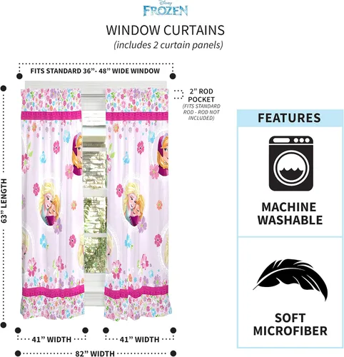 Miniatura 3 de Franco - Juego de cortinas para ventanas de habitación infantil Disney Frozen - Púrpura claro