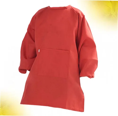 Miniatura 6 de Long Sleeve Art Smock Apron Red Painting Smock with Adjustable Closure Protective Drawing Coat for Preventing Stains and Watercolor