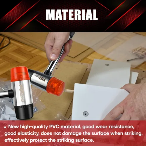 Miniatura 6 de YIYITOOLS Mazo suave de doble cara, martillo, joyería, madera, instalación de pisos, sin chispas, golpe y mango de plástico – 35 mm, rojo y negro