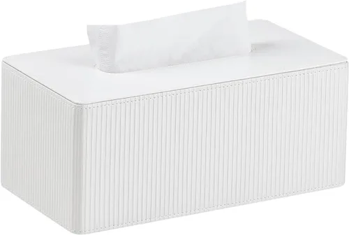Miniatura 9 de Funda de caja de pañuelos de cuero sintético PU rectangular con cierre magnético, soporte de caja de pañuelos moderno para mesitas de noche de baño
