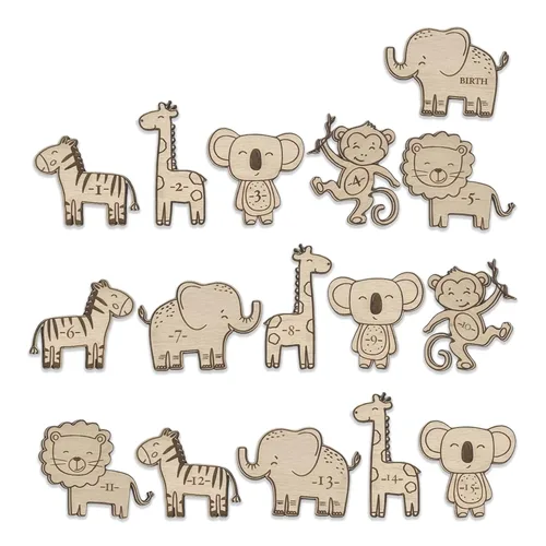 Miniatura 8 de Tabla de Crecimiento Personalizada de la Selva de Madera - Regla de Crecimiento Grabada para Niños, Tabla de Medición de Altura para Niños Bebés