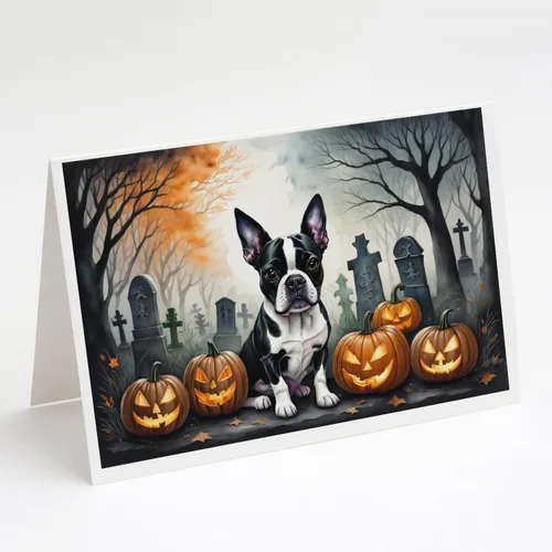 Miniatura 35 de Caroline's Treasures DAC2018GCA7P - Tarjetas de felicitación y sobres de Halloween espeluznantes de Border Collie, paquete de 8 tarjetas en blanco