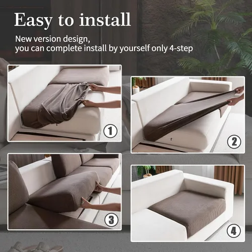 Miniatura 7 de OHSIO Fundas para Sofá Seccional, Fundas Elásticas para Sofá Resistentes al Desgaste, Fundas de Cojín Suaves y Lavables para Sofá, Protector