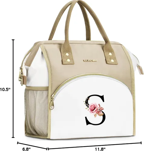 Miniatura 9 de Lonchera con inicial para mujer, lonchera térmica para niñas, lonchera grande para adultos, a prueba de fugas, para trabajo de picnic, bolsa de mano