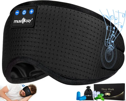 Miniatura 10 de MUSICOZY - Auriculares para dormir 3D Bluetooth 5.4, máscara de ojos transpirable inalámbrica, auriculares para dormir con diadema para personas que