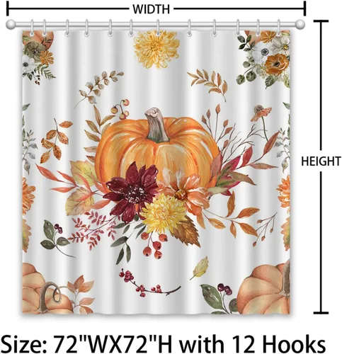 Miniatura 2 de APROPHIC Juego de cortina de ducha de calabaza bohemia para decoración de baño, cosecha de otoño, flores de Acción de Gracias, granja, bohemio