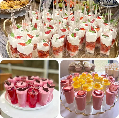 Miniatura 8 de mwellewm 150 paquetes de mini tazas de postre con cucharas, tazas de postre de plástico transparente de 3oz para postres tipo parfait para fiestas