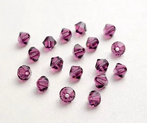 Miniatura 3 de 100 piezas auténticas Preciosa de 3 mm (0,12 pulgadas) cuentas sueltas de cristal bicono facetado pequeño amatista púrpura compatibles con cristales