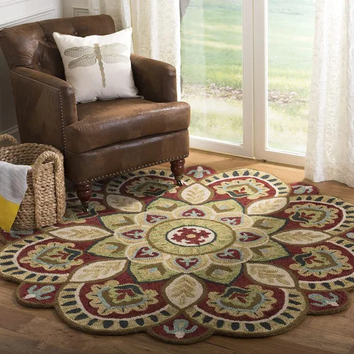 Miniatura 5 de SAFAVIEH - Alfombra de la colección Novelty, modelo NOV604M, estilo floral bohemio rústico campestre, hecha a mano, de lana, ideal para áreas
