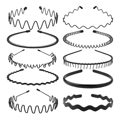 Diademas de Metal, Con Dientes Cinta para el Cabello para Hombres, Diademas para Mujeres, Unisex Negro Ondulado Primavera Deportes al Aire Libre,