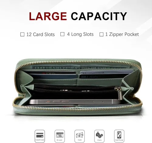 Miniatura 2 de Travelambo Cartera con borla plegable para mujer, bolso de mano con correa para la muñeca, bolso largo