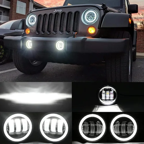 Miniatura 2 de Luz antiniebla de 4 pulgadas para Wrangler JL Gladiator Sport Luces antiniebla con halos RGBW Compatible con 2018-2023+ Wrangler JL JLU Unlimited