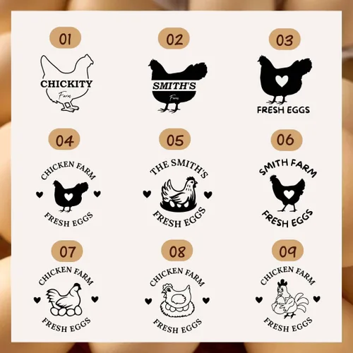 Miniatura 4 de Sellos de huevos personalizados para huevos frescos Sello de huevo de goma personalizado Etiquetas de huevos de granja Regalos de gallinero